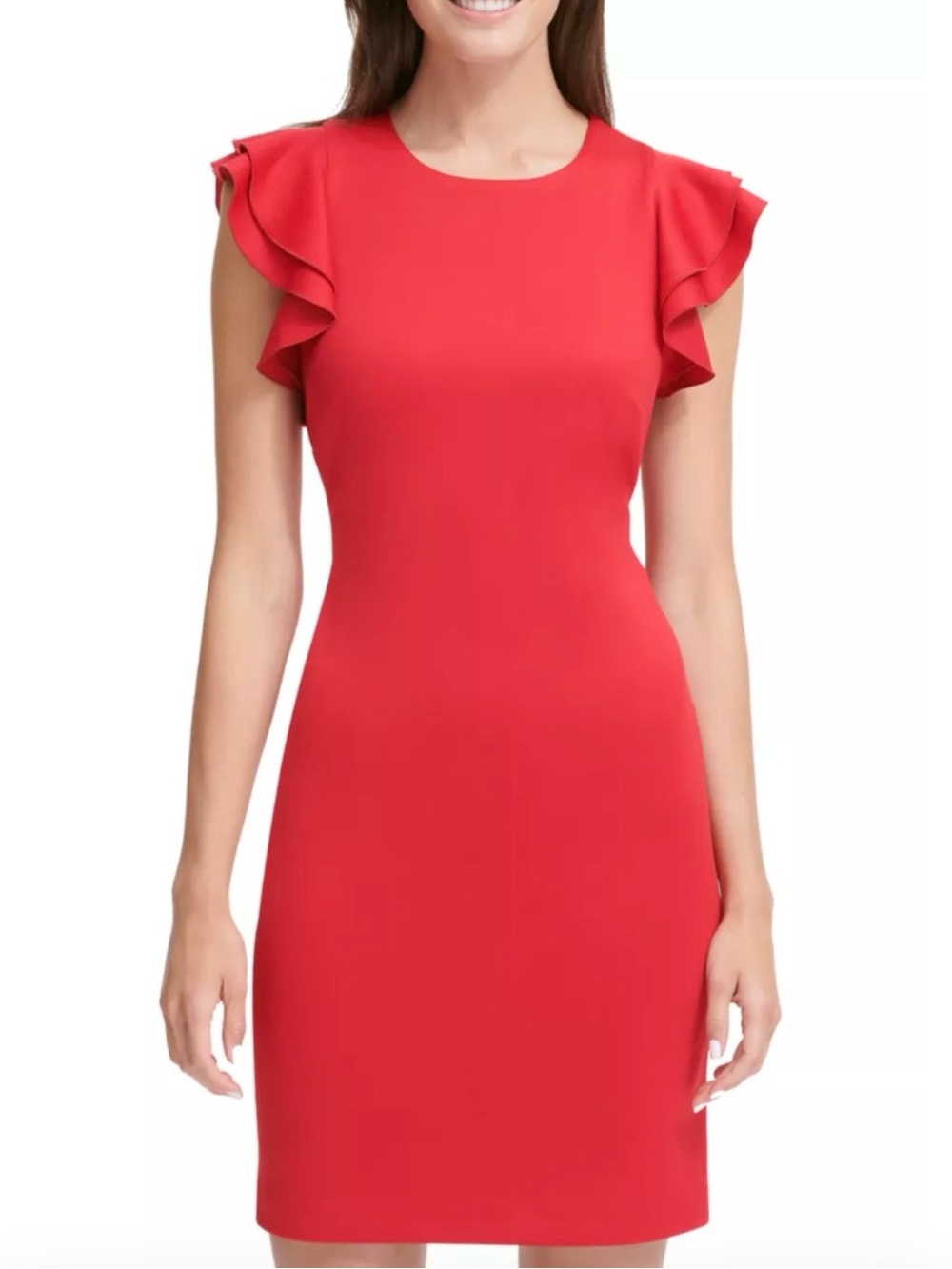 Tommy Hilfiger Red Ruffle Sleeve Sheath Dress